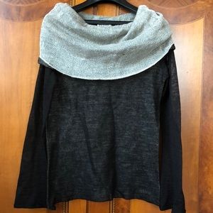 GF STUDIO BLACK&WHITE SHEER COWL SWEATER